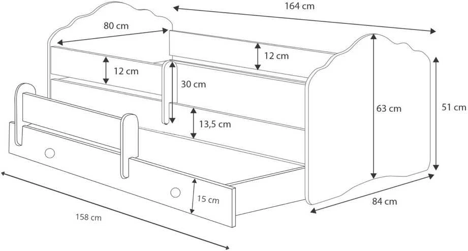 Dviaukštė vaikiška lova 160x80