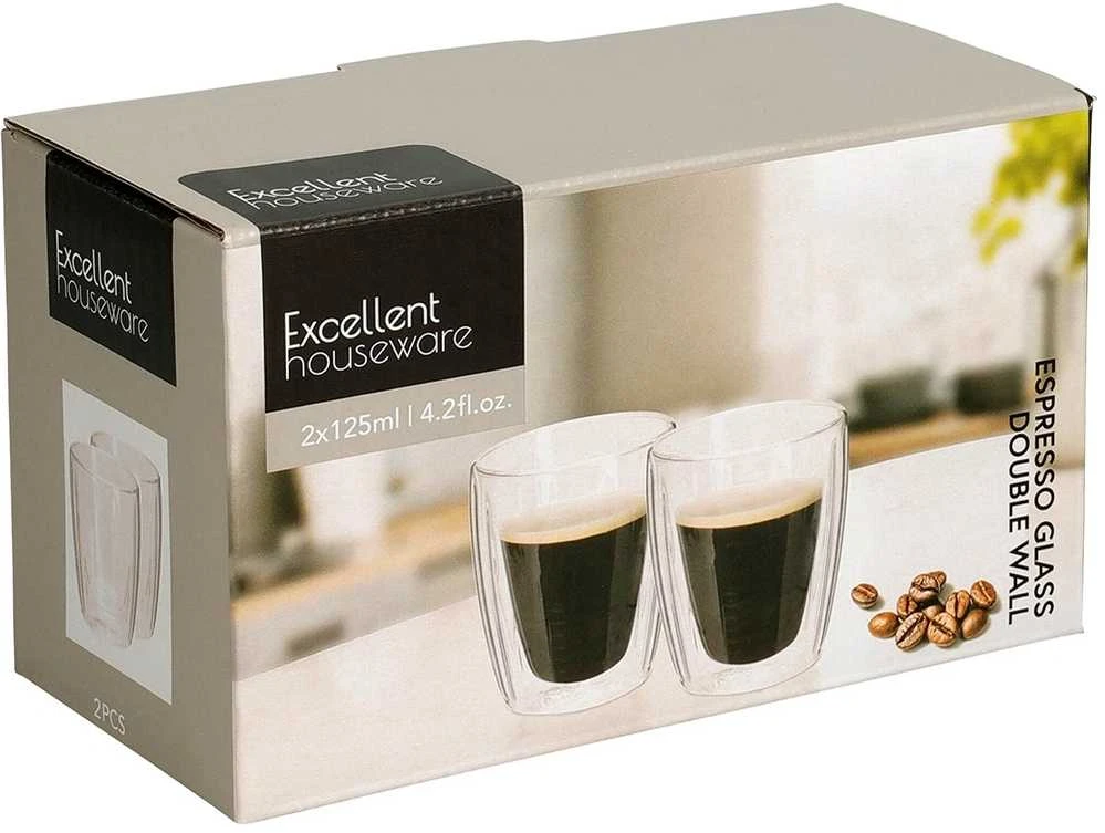 Excellent Electrics Termo stiklinės espresso kavai 120 ml 2 vnt - Modernus dizainas