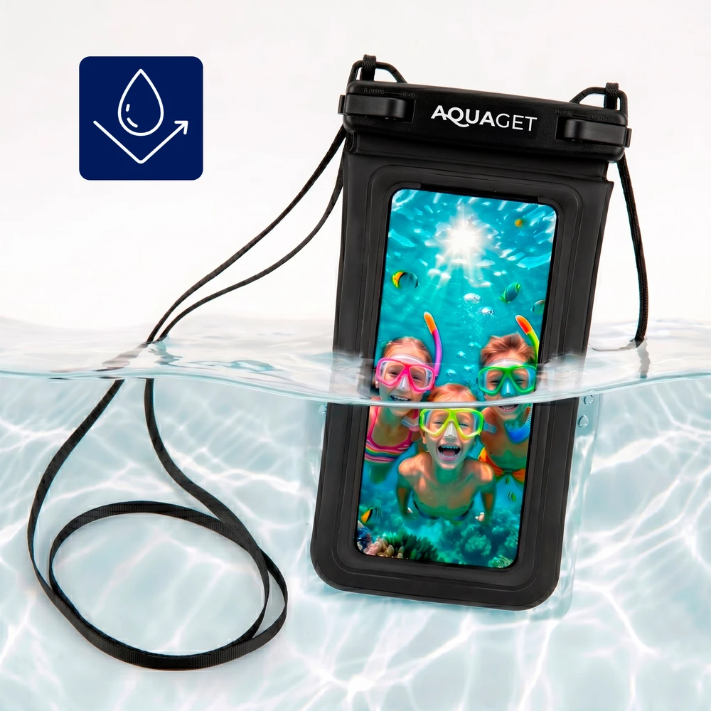 Springos Dvigubas telefono dėklas IPX8, skaidrus / juodas, 21,5 cm