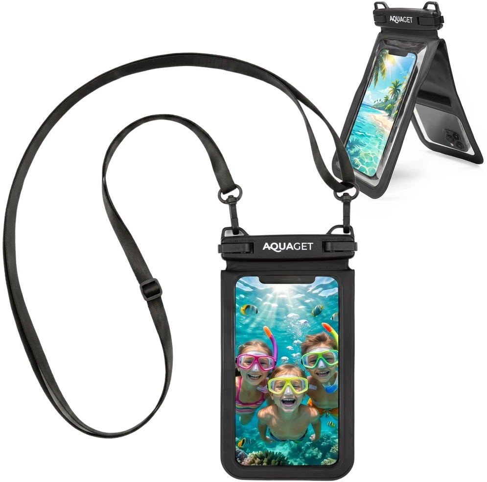 Springos Dvigubas telefono dėklas IPX8, skaidrus / juodas, 21,5 cm