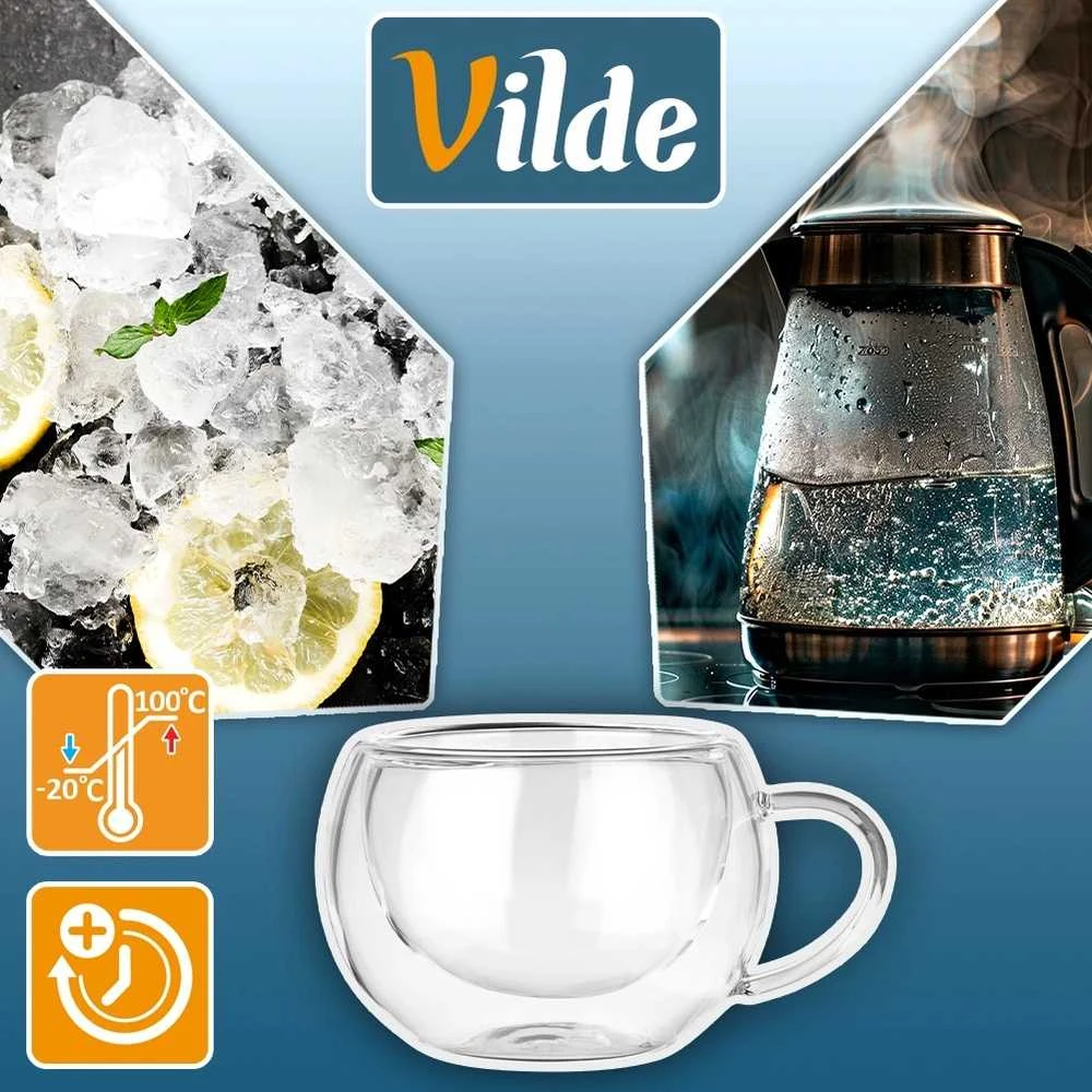 Dvigubos sienelės stiklinės Vilde 280 ml, 2 vnt.