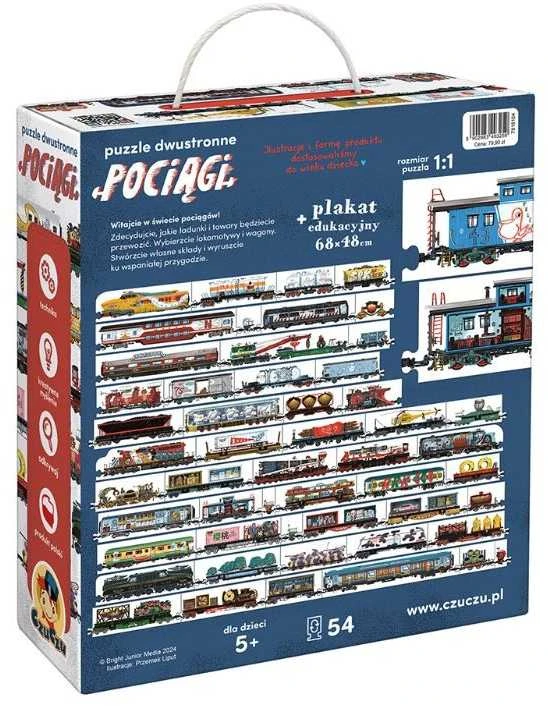 Dėlionė CzuCzu Double-sided Puzzle Trains 54 double-sided pieces ZA5558 technique