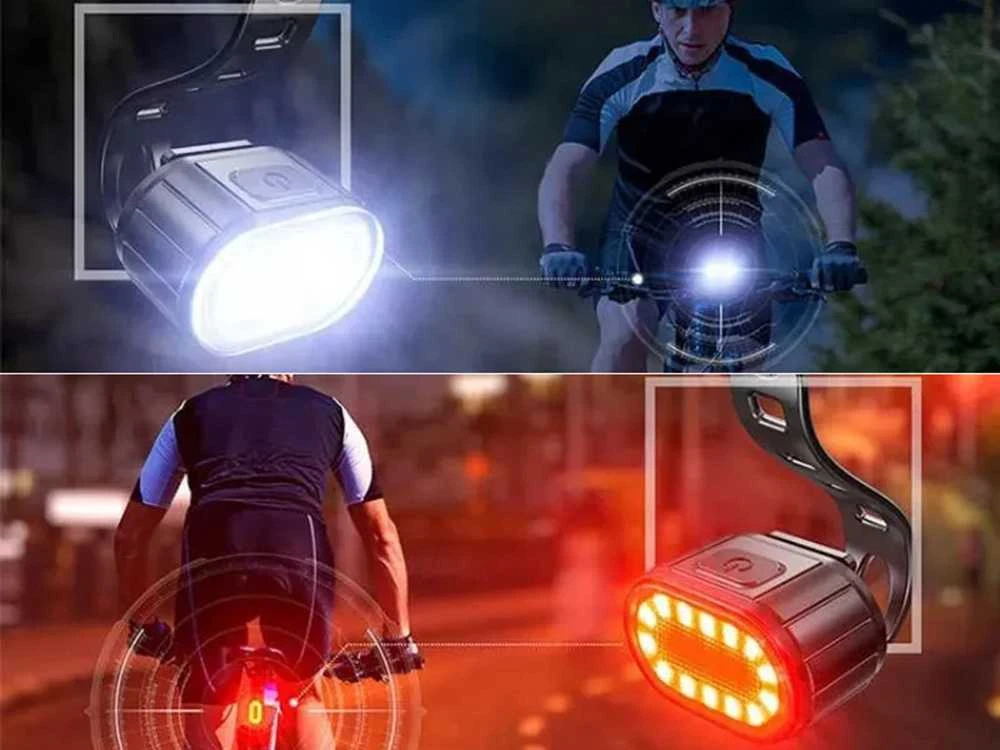 Verk Group Dviračio LED žibintai priekiniai ir galiniai USB įkraunami
