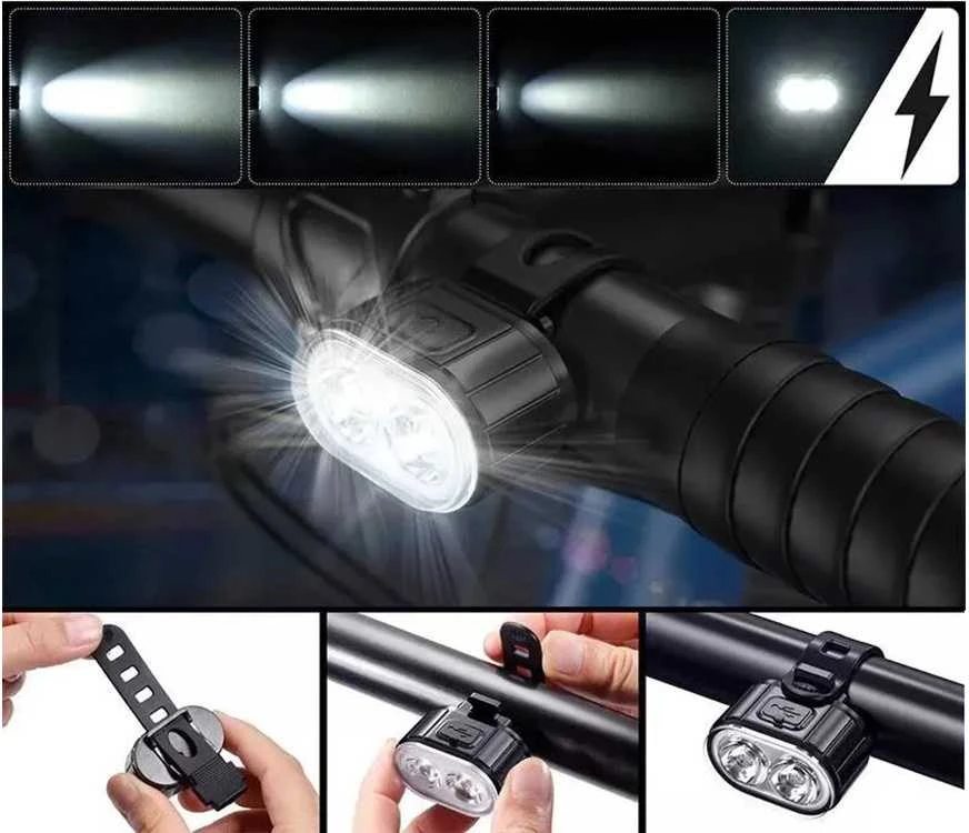 Verk Group Dviračio LED žibintai priekiniai ir galiniai USB įkraunami