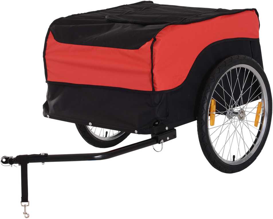 HOMCOM transportavimo priekaba, krovinių priekaba, dviračio priekaba, Cargo priekaba, raudona-juoda