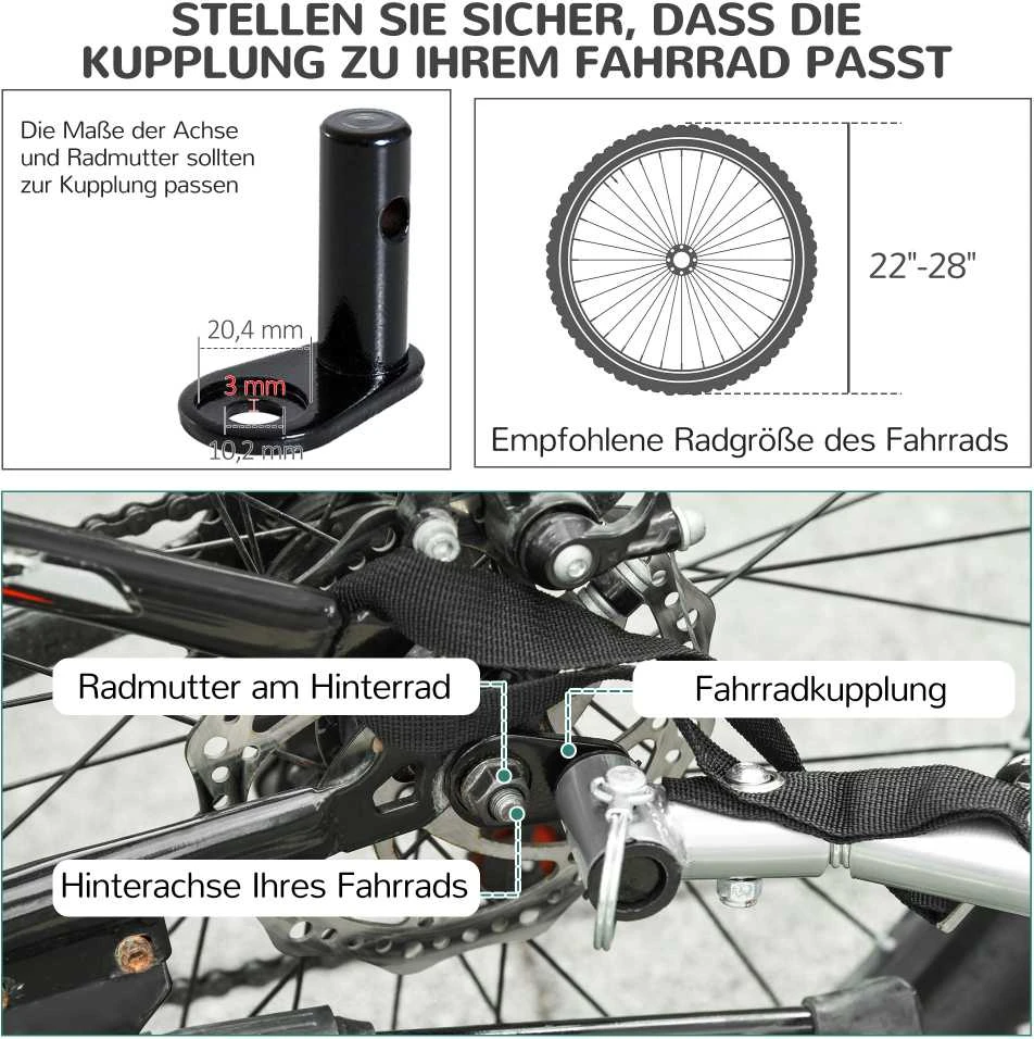 PawHut šunų priekaba dviračių priekaba šunų transporteris dviratis balta+juoda 130x73x90cm