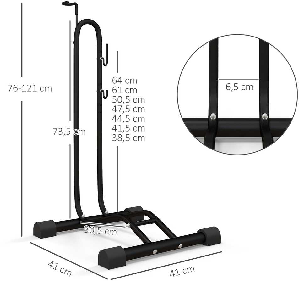SPORTNOW dviračių stovas vertikalus ir horizontalus radikaliai reguliuojamas stovas 6"-28" ir 700c dviračiams 45 x 44 x 118 cm, metalinis juodas | Aosom