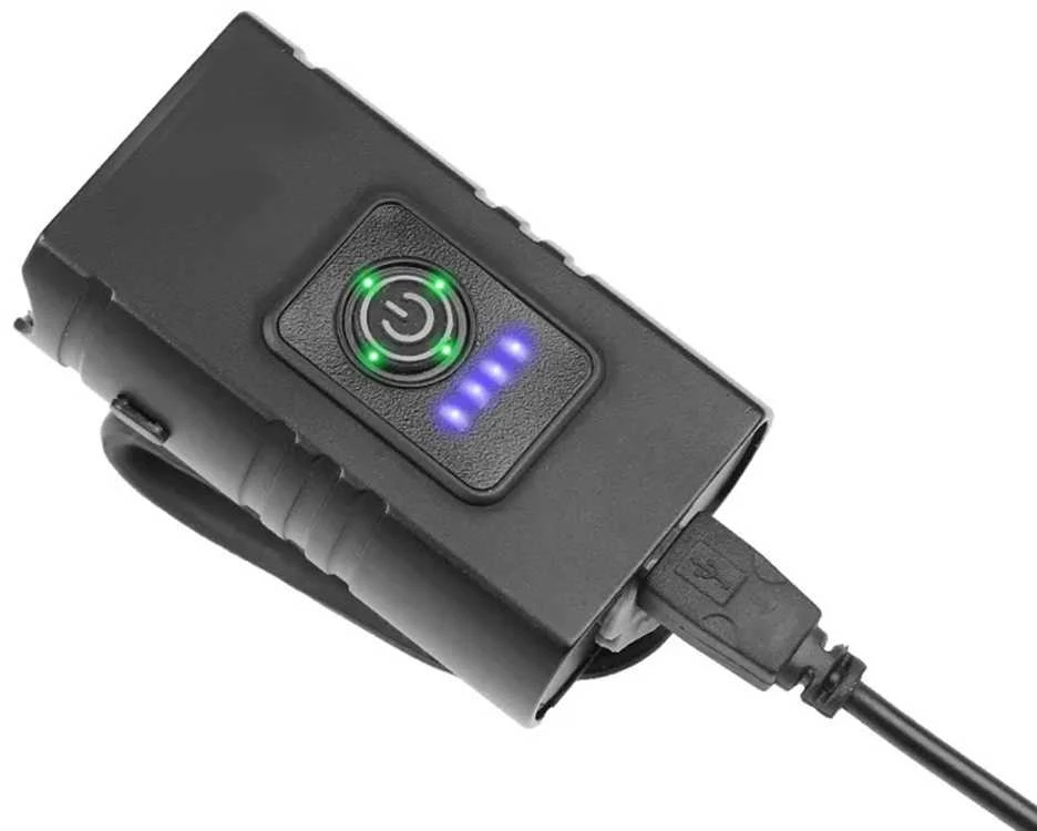 Dviračio žibintai su LED T6 priekiui ir galui, USB įkrovimas