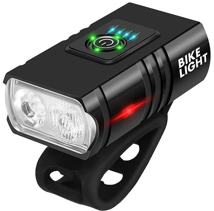 Dviračio žibintai su LED T6 priekiui ir galui, USB įkrovimas