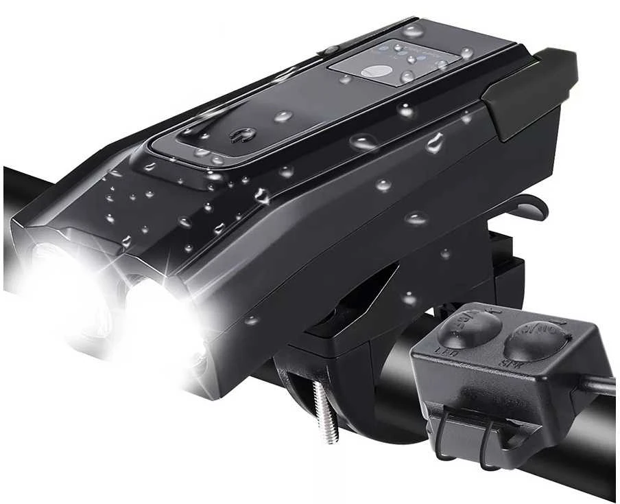 Verk Group Dviračio žibintas su garsiniu signalu 2 viename, LED, 11x5,5x4 cm