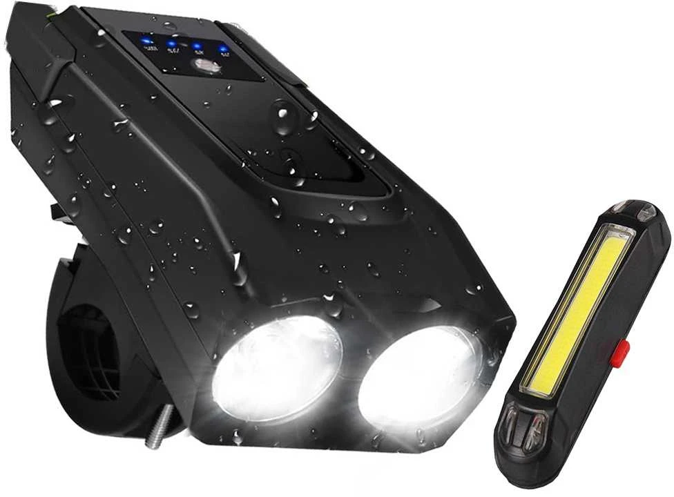 Verk Group Dviračio žibintas su garsiniu signalu 2 viename, LED, 11x5,5x4 cm