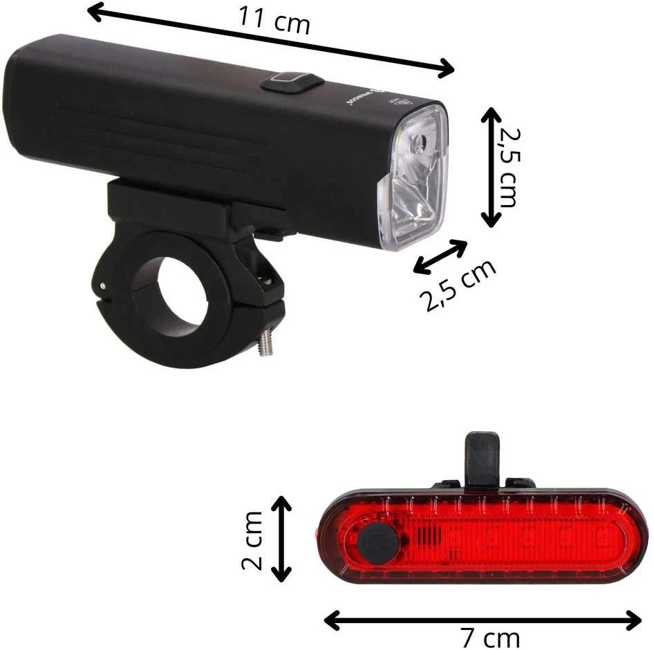 Dviračio žibintų rinkinys Springos BA0081, 1000 lm, USB įkrovimas