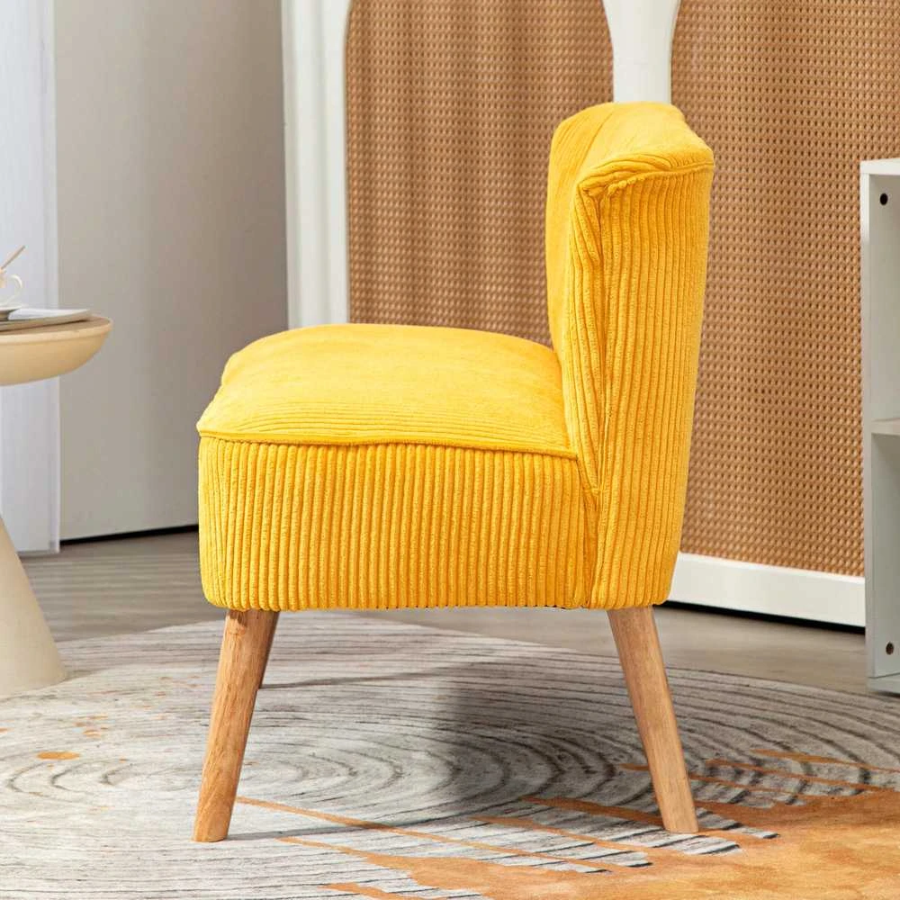 HOMCOM dvivietė sofa, minkšta sofa, dviguba sofa, gofruoto poliesterio ir porolono sofa svetainei, miegamajam, 117 x 56,5 x 77 cm, geltona