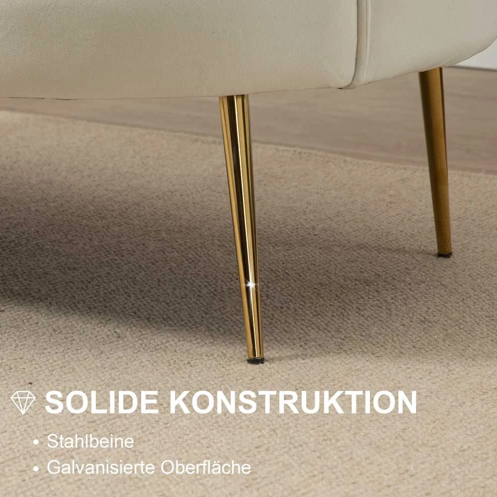 HOMCOM 2 sėdimų vietų sofa sofa minkšta sofa loveseat porankis aksomas iki 150 kg svetainė miegamasis kreminė 130x77x77cm
