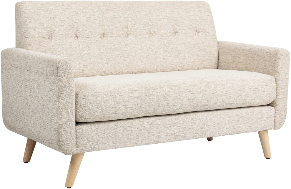 HOMCOM dvivietė sofa, sofa su storomis sėdynės ir nugaros pagalvėlėmis, aksominė išvaizda, minkšta sofa su medinėmis kojelėmis, modernaus stiliaus dvivietė sofa svetainei, miegamajam, smėlio spalvos