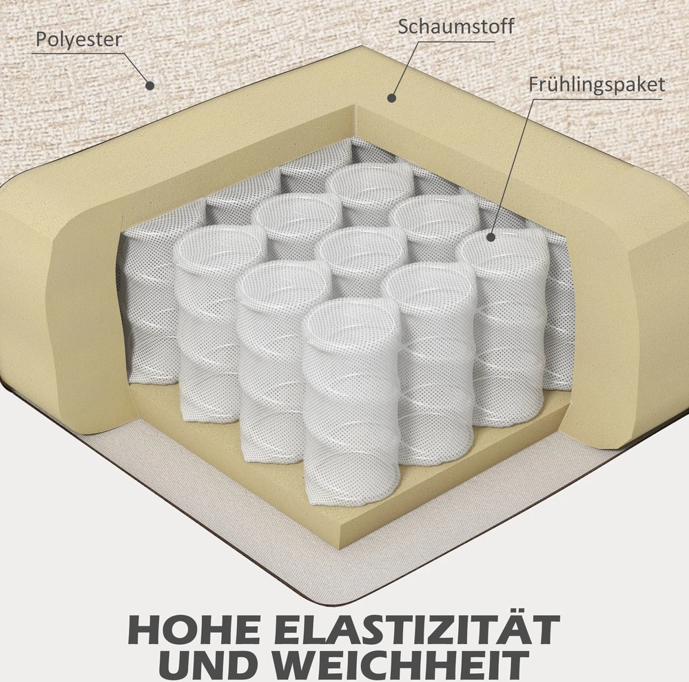 HOMCOM dvivietė sofa, sofa su storomis sėdynės ir nugaros pagalvėlėmis, aksominė išvaizda, minkšta sofa su medinėmis kojelėmis, modernaus stiliaus dvivietė sofa svetainei, miegamajam, smėlio spalvos
