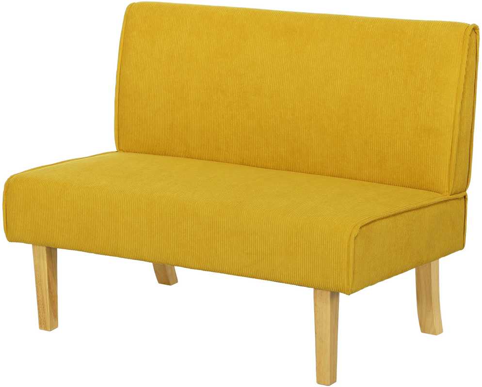 HOMCOM dvivietė sofa, sofa su velveto išvaizda, medinės kojelės, paminkštinta sofa, dvigubė sofa miegamajam, svetainei, 110 x 62 x 85 cm, geltona
