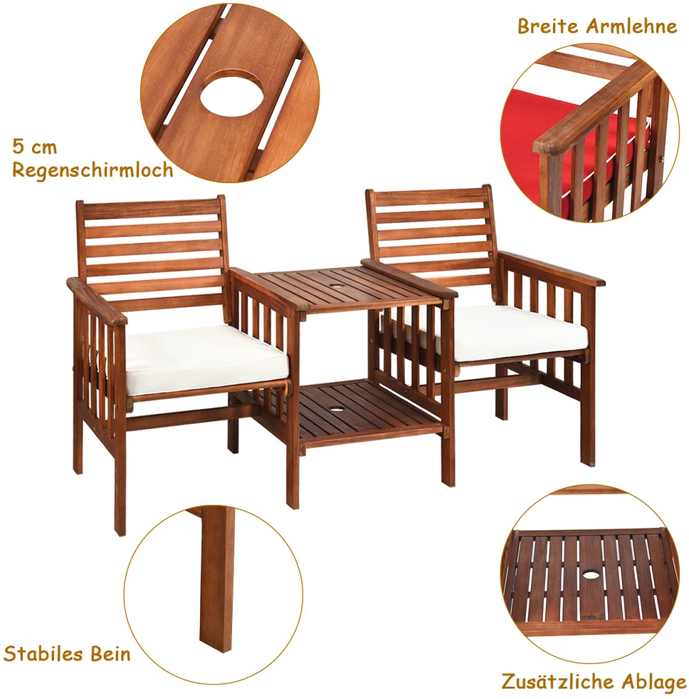 Lauko baldų komplektas Dvivietė sofa ir kavos staliukas 3 vnt.