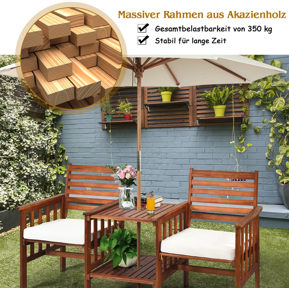Lauko baldų komplektas Dvivietė sofa ir kavos staliukas 3 vnt.