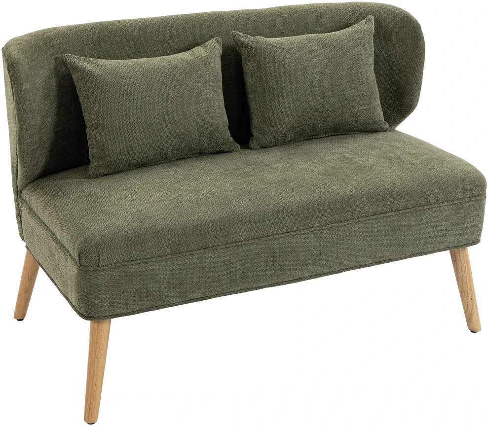 Dvivietė sofa su apmušalu, tamsiai žalia, 117 × 65 × 78,5 cm