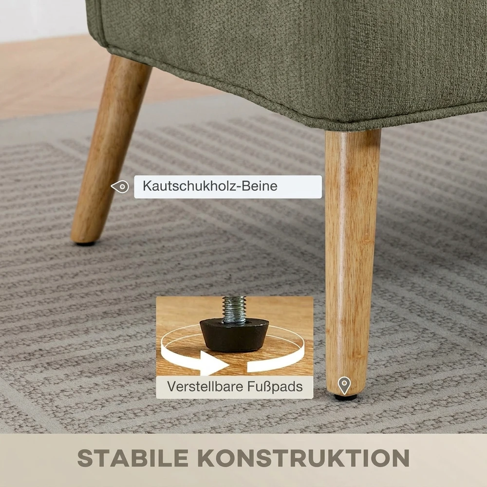 Dvivietė sofa su apmušalu, tamsiai žalia, 117 × 65 × 78,5 cm