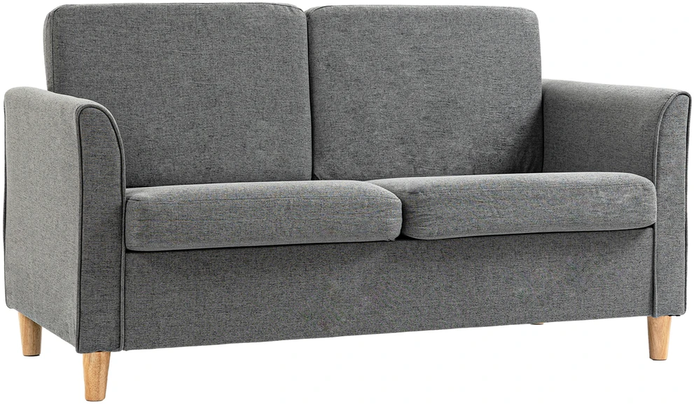Homcom Dvivietė sofa su pagalvėlėmis, lininė, šviesiai pilka, 141x65x78cm