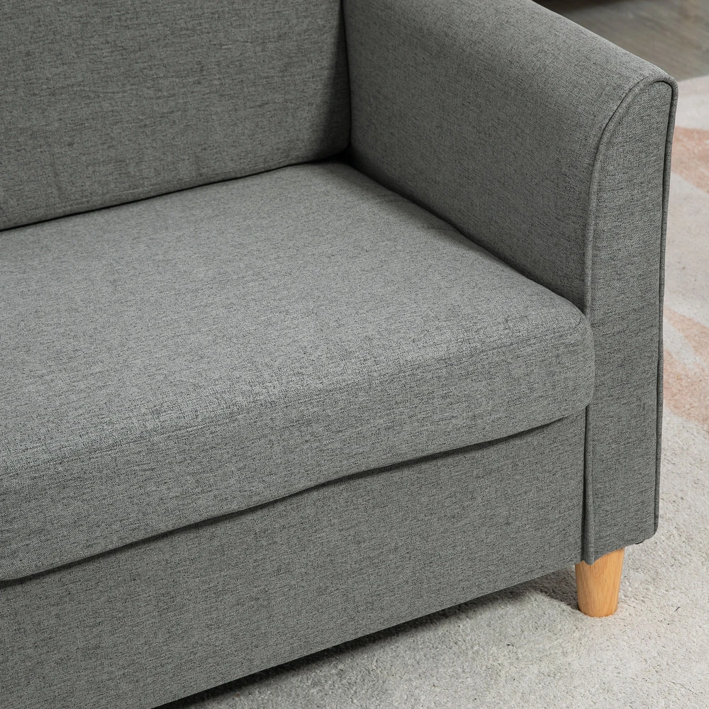 Homcom Dvivietė sofa su pagalvėlėmis, lininė, šviesiai pilka, 141x65x78cm