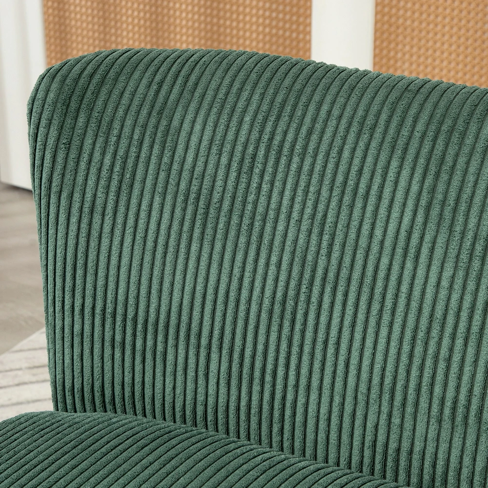 HOMCOM 2 vietų sofa, sofa su kordine išvaizda, medinės kojos, minkšta sofa, dvivietė sofa svetainei, miegamajam, 117 x 56,5 x 77 cm, žalios spalvos