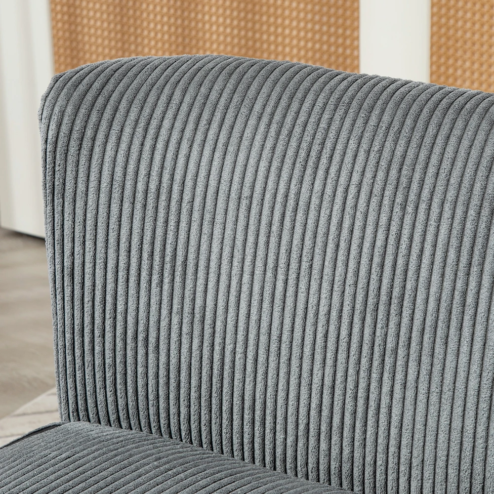HOMCOM 2 vietų sofa, sofa su kordine išvaizda, medinės kojos, minkšta sofa, dvivietė sofa svetainei, miegamajam, 117 x 56,5 x 77 cm, pilka