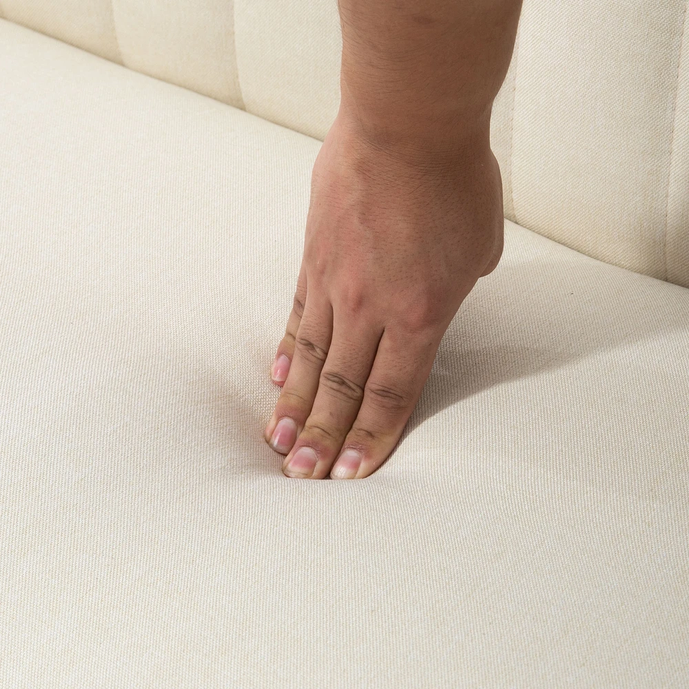 Dvivietė sofa su spyruokliniu pagrindu, kreminės baltos spalvos, 117 × 56,5 × 77 cm