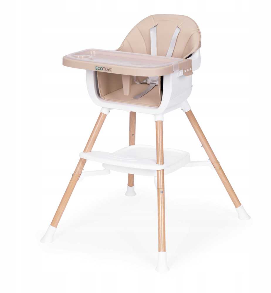 ECOTOYS 2 viename maitinimo kėdutė kūdikiams, smėlio spalvos
