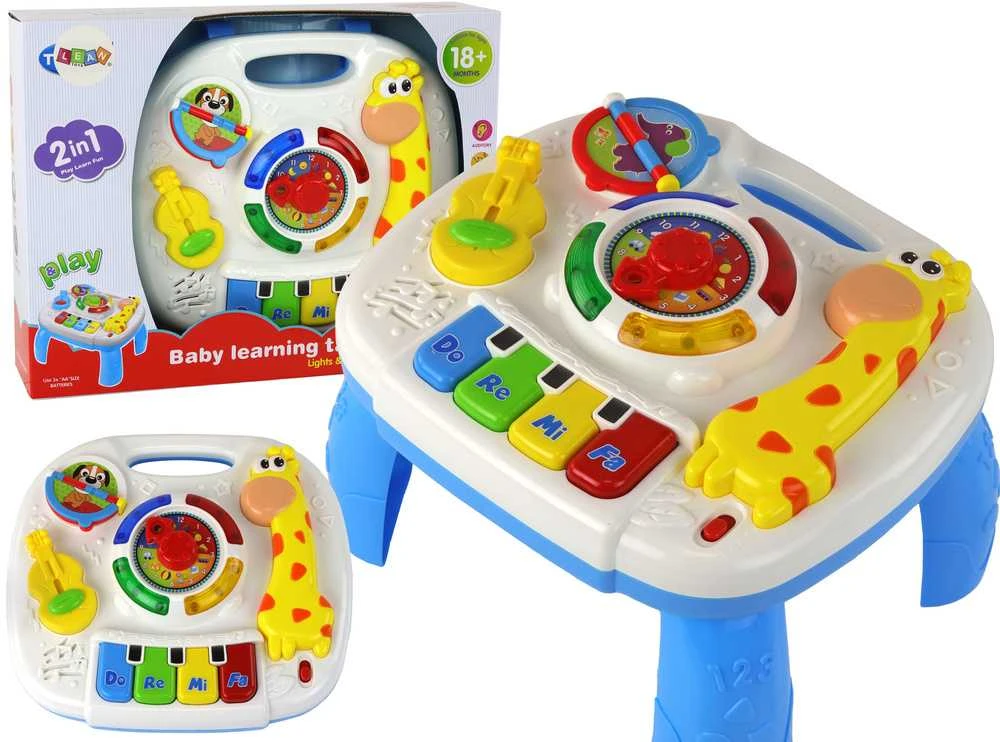 Interaktyvus edukacinis stalas Lean Toys su judančiu laikrodžiu, 24,5x22,5x16 cm