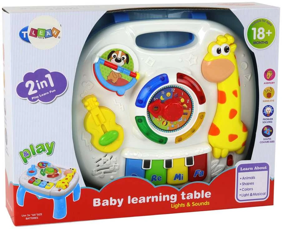 Interaktyvus edukacinis stalas Lean Toys su judančiu laikrodžiu, 24,5x22,5x16 cm