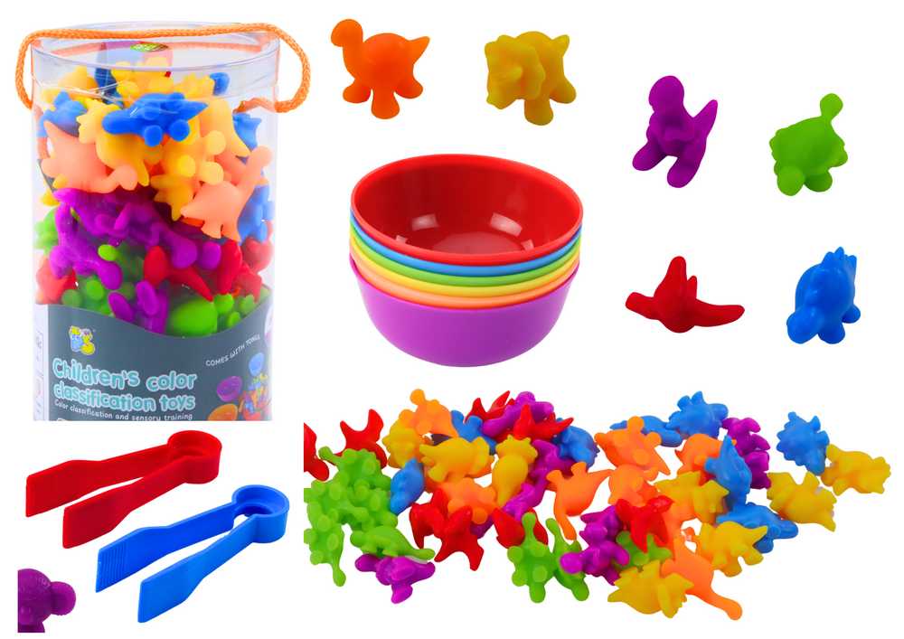 Lean Toys Edukacinis skaičiavimo ir spalvų rinkinys su dinozaurais 48 vnt.