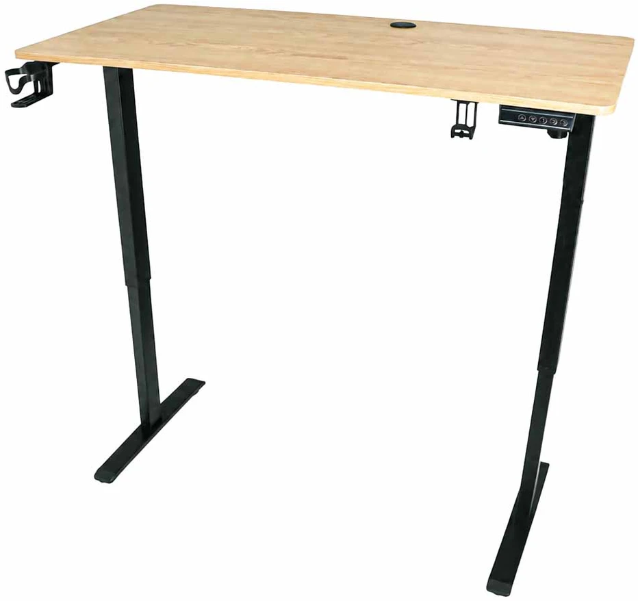 Reguliuojamo aukščio stalas, šviesaus medžio/juodas, 120 × 60 cm