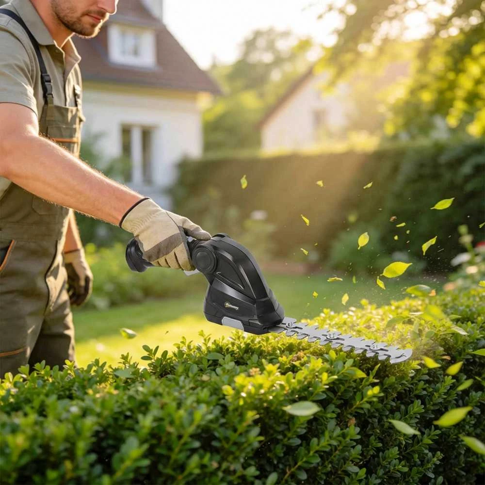 Elektrinės gyvatvorių ir žolės žirklės Juoda