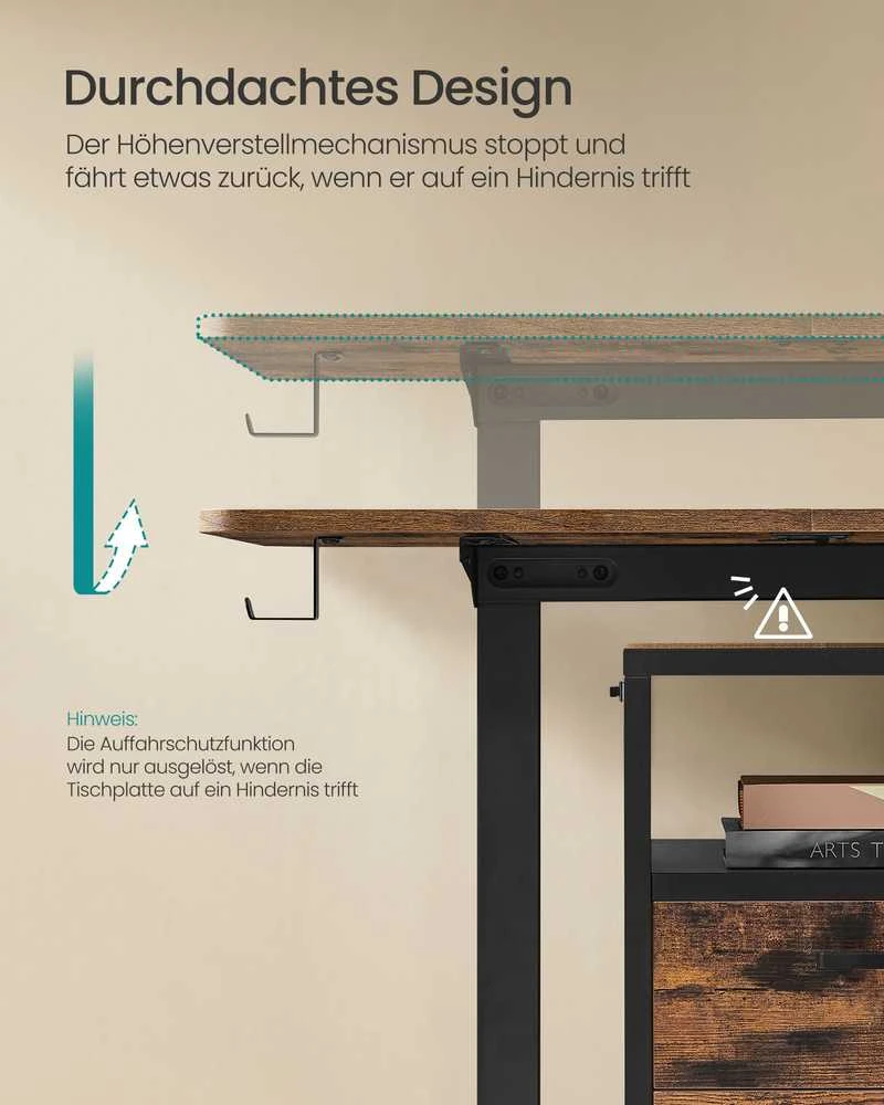 Songmics Reguliuojamo aukščio stalas 70 x 160 x (72-120) cm