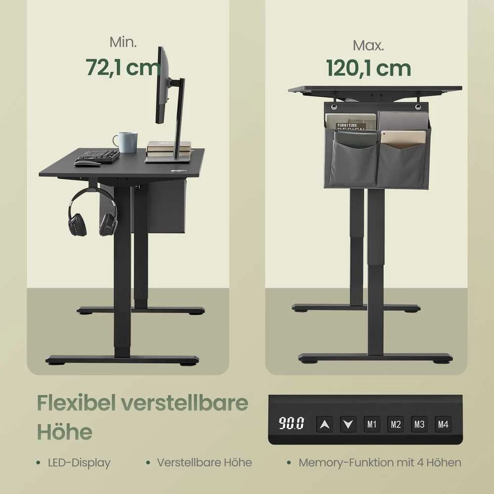 Songmics Reguliuojamo aukščio stalas 120,1 x 60 x 72,1-120,1cm