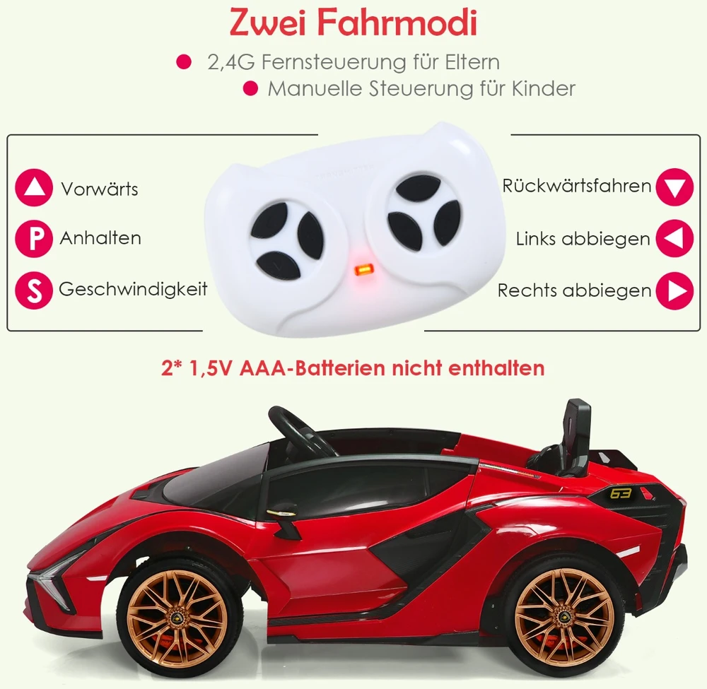 Elektrinis automobilis 12 V raudonas