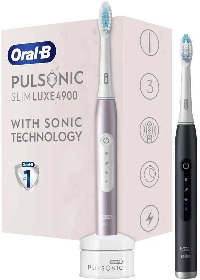 Elektriniai dantų šepetėliai Oral-B Pulsonic Slim Luxe 4900, 2 vnt. (rožinis ir juodas)