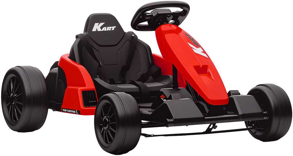 24V Elektrinis kartingas, drifto režimas, reguliuojama sėdynė, 5 taškų saugos diržas, muzikos funkcija, signalas, 6-12 metų, raudonas
