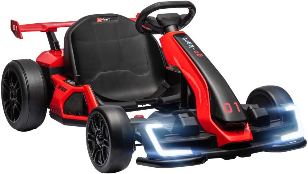 HOMCOM vaikų elektrinis kartingas 24 V 6-12km/h drift kartingas su drift režimu, lėtu startu, 3 padėčių reguliuojama sėdyne, kartingas su ekranu, muzika, saugos diržu, vaikiška transporto priemonė 6-12 metų vaikams, raudona