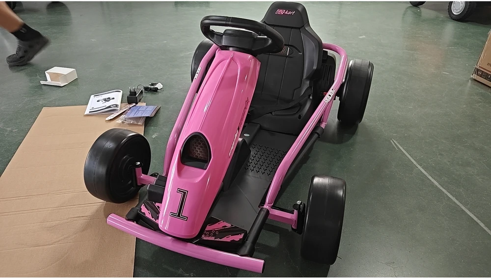 Elektrinis kartingas su driftavimo funkcija ir 24 V dviguba pavara, rožinis, 115 × 77 × 54 cm