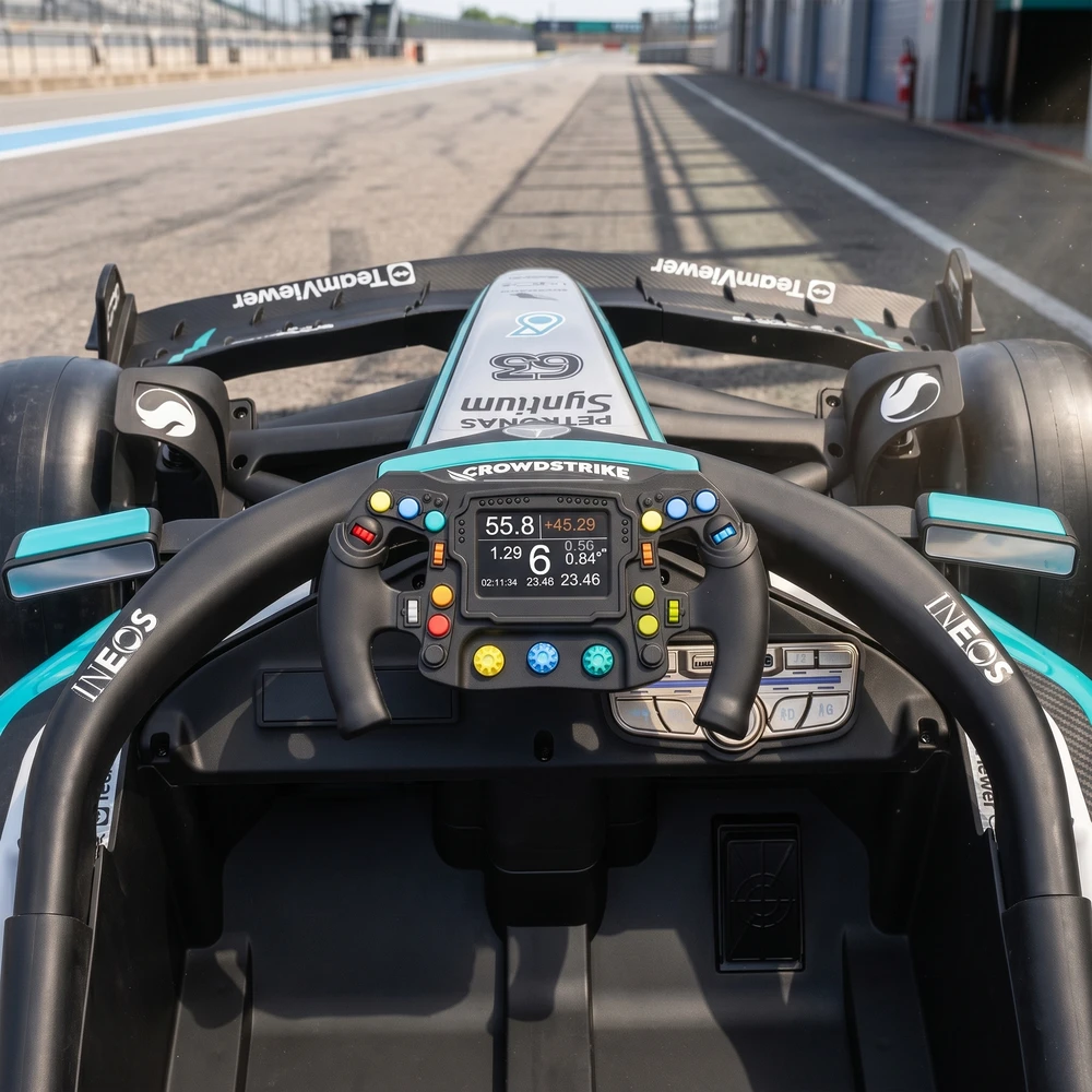 Elektrinis kartingas vaikams, licencijuotas Mercedes-AMG PETRONAS F1, su ličio akumuliatoriumi, juodas, sidabrinis ir mėlynas, 123 × 66 × 39 cm