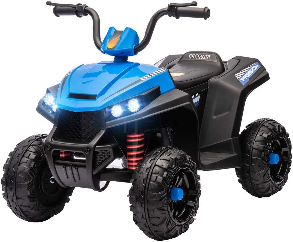AIYAPLAY elektrinis keturratis vaikams 12V, su 4 ratų pakaba, MP3 muzikos grotuvu, priekiniais žibintais, atbuline eiga, 3-5 metų vaikams, 5 km/h, metalinis, mėlynas