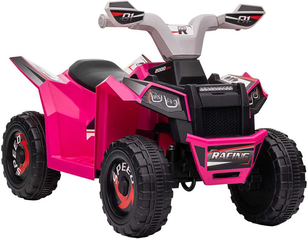 HOMCOM elektrinis keturratis vaikams, mini keturratis su pirmyn/atgal funkcija, 6 V elektrinis transporto priemonė vaikams 1,5–3 metų, 2,5 km/val., rožinis