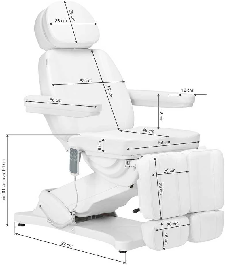 Activeshop Kosmetologinis krėslas SILLON CLASSIC 3 MOTOR ELECTRIC PEDI Baltas