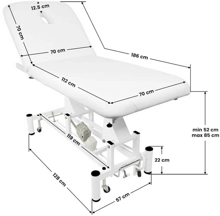 Activeshop Elektrinis masažo stalas AZZURRO MASSAGE BED 1 MOTOR Baltas