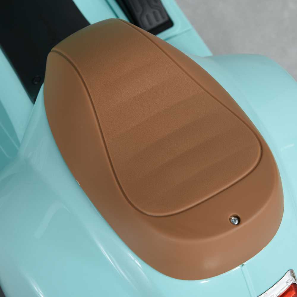 HOMCOM VESPA elektrinis vaikiškas motociklas, 18-36 mėn., 3 km/h, LED šviesos, garsas, plastikas/metalas, žalias, 66,5 x 38 x 52 cm