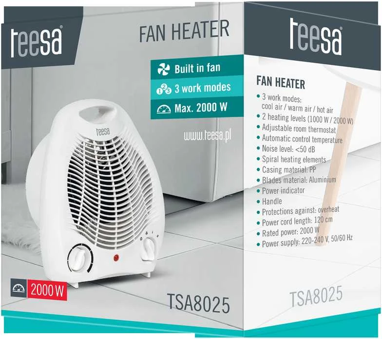Ventiliatorius Teesa TSA8025 1000W / 2000W